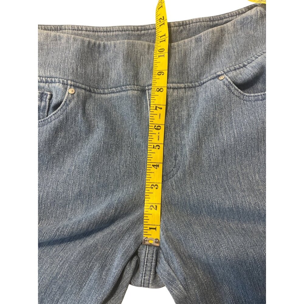 Belle Kim Gravel Medium Wash Denim Crop Jeans Orange Embroidery Size 16 - Picture 14 of 16